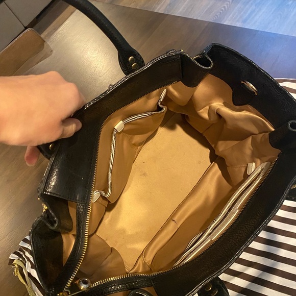 Henri Bendel A List Black Satchel with Gold Accents - Picture 3 of 6